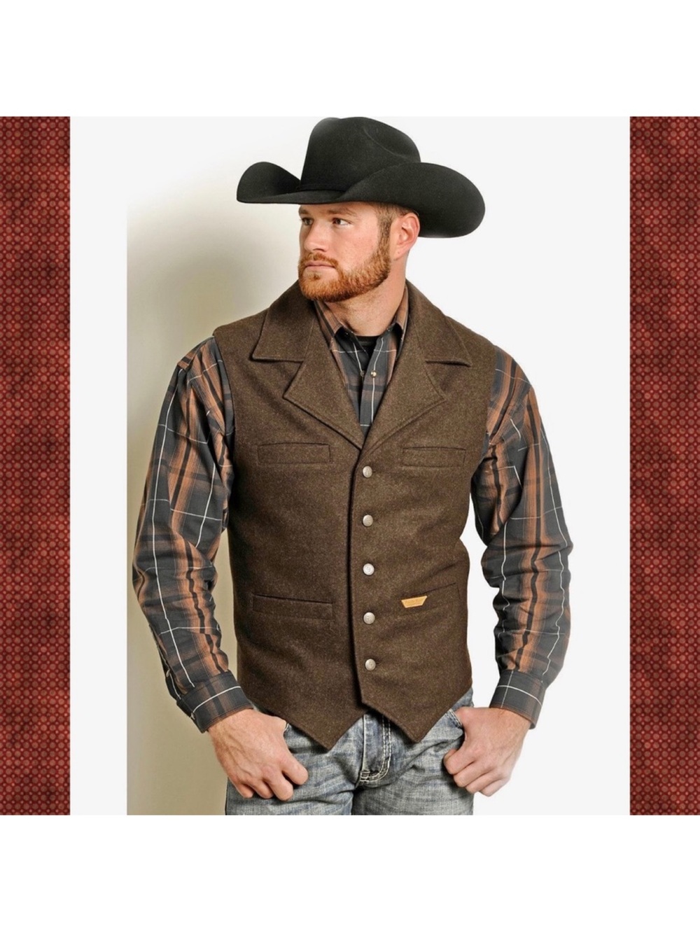 Powder River Outfitters Men's Wool Montana Vest Size 4XL